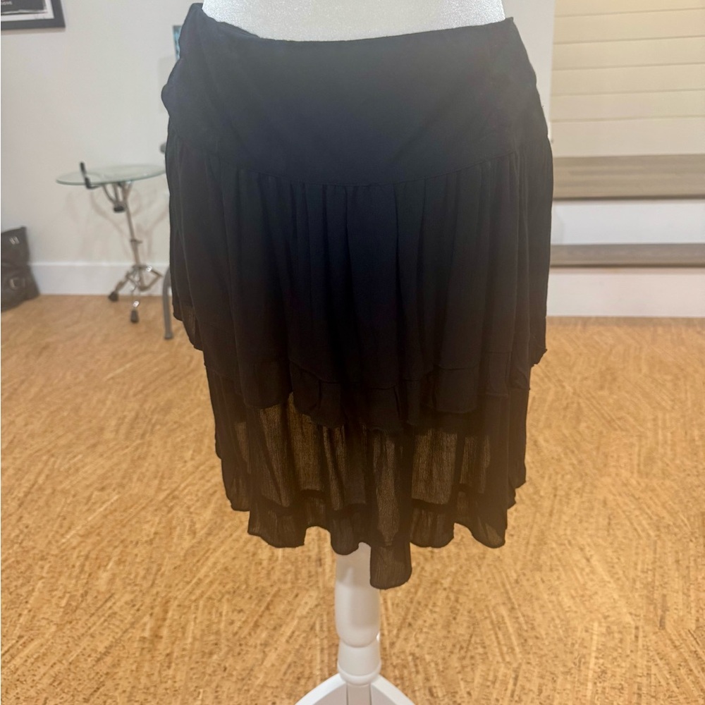 Free People Black Tiered Bubble Mini Skirt